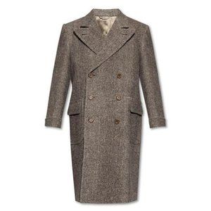 Gucci - Double Breasted Herringbone Wool Coat (42R)